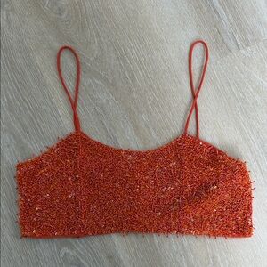 Orange Beaded Zara Top